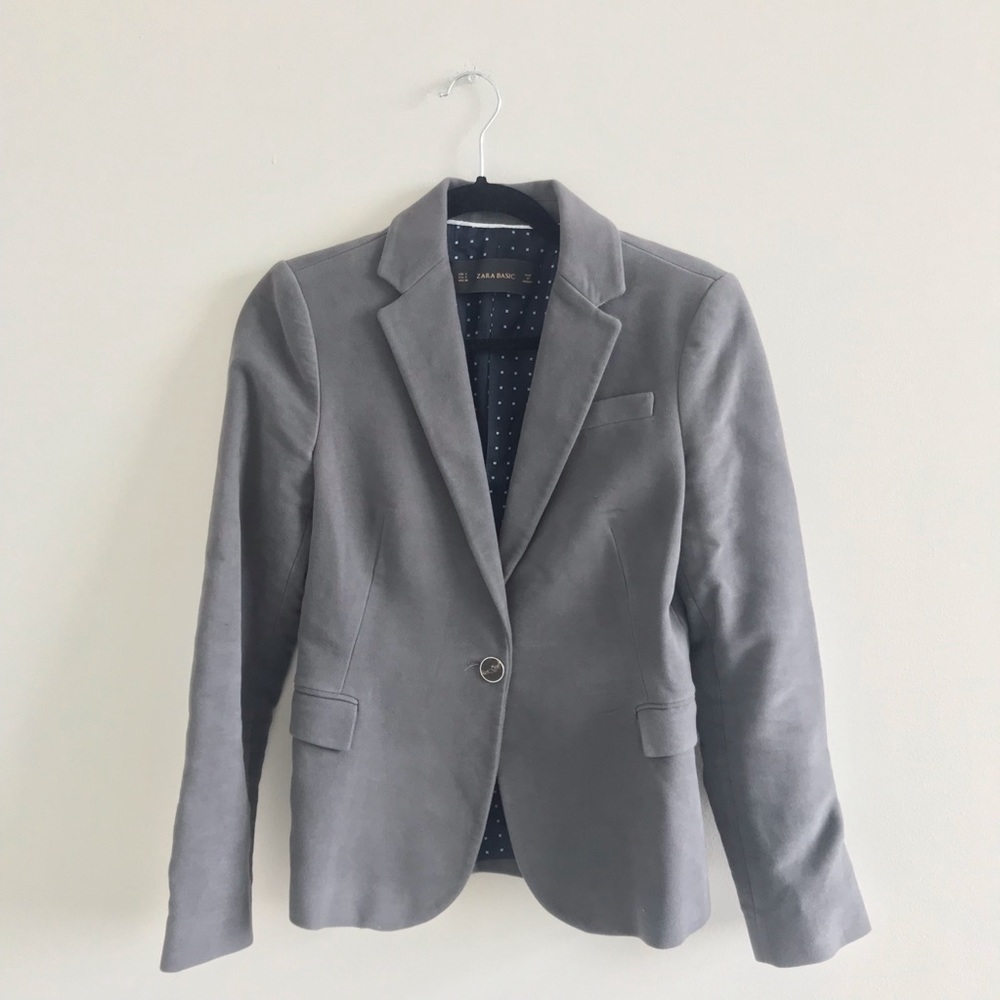Zara Grey Blazer with Blue Elbow patch